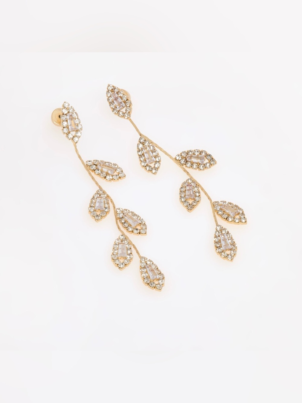 Gold Tone Dainty Leaf Dangle Drop Statement Earrings